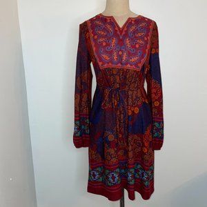 The Pyramid Collection Janis Embroidered Yoke Knit Dress Womens XS